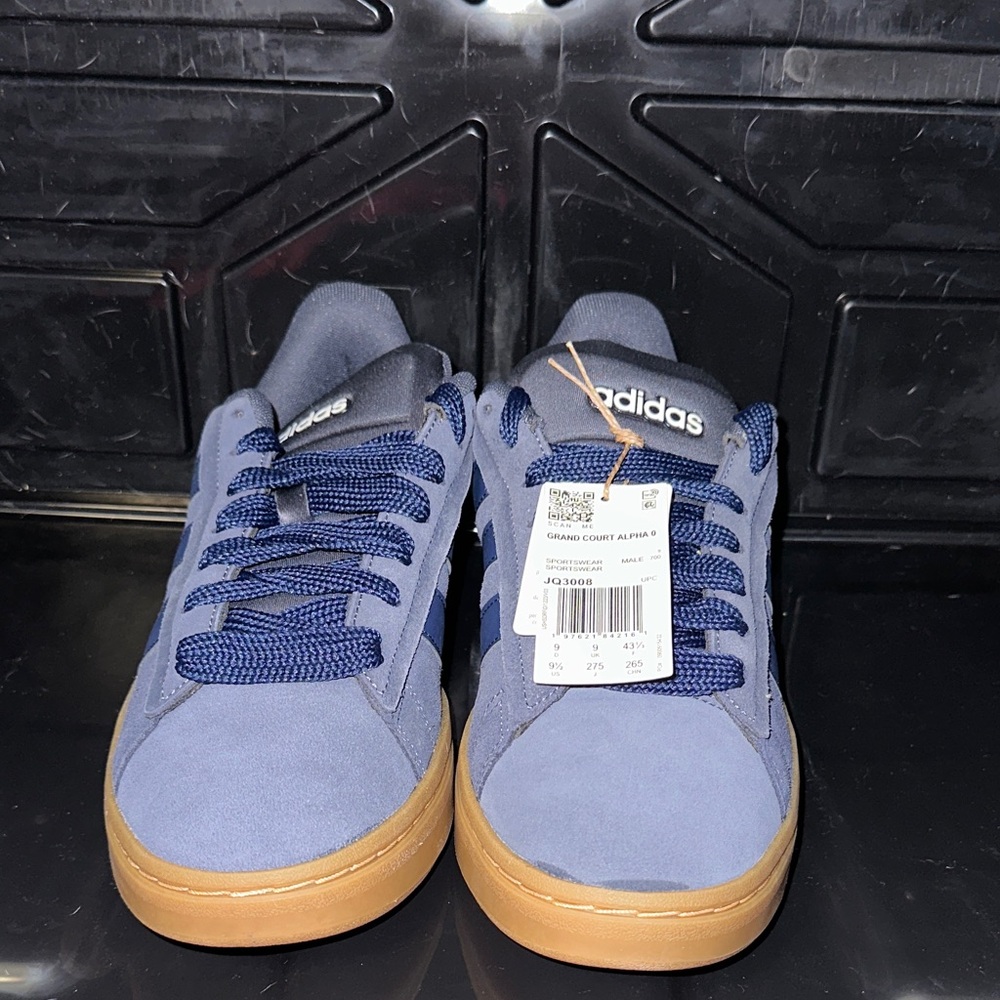 Adidas Grand Court Alpha 00s, Men's Navy Sneakers with Brown Sole size 9.5